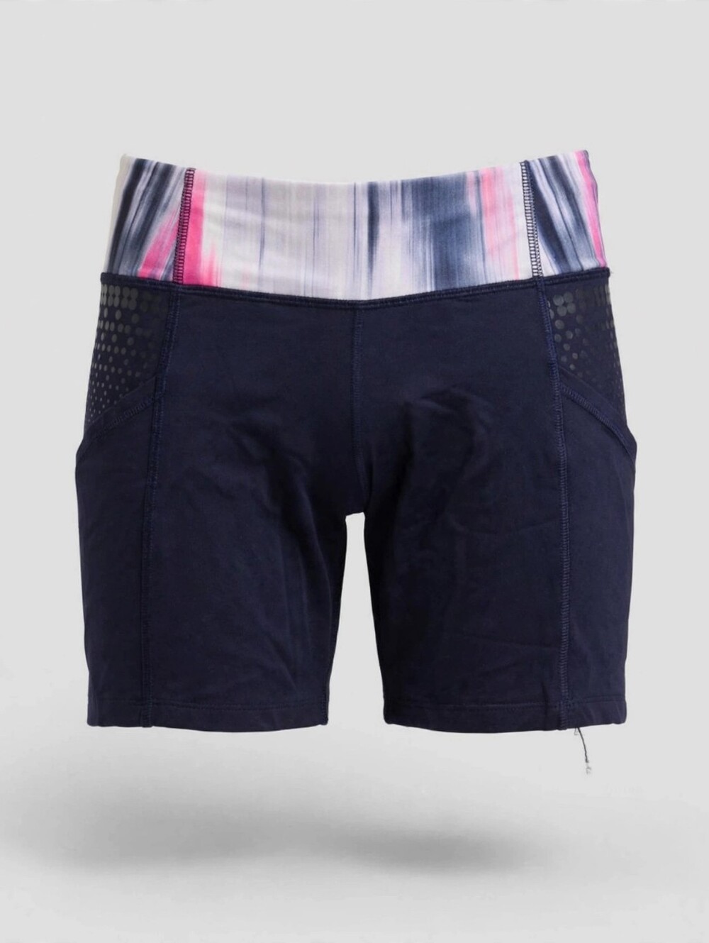 Lululemon Speed Track Shorts Navy Athletic Shorts with Pink & White Waistband